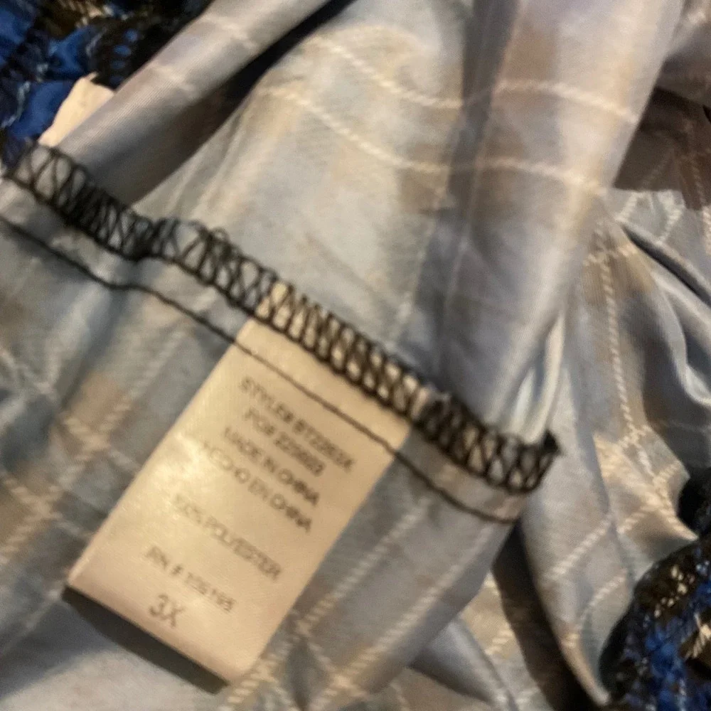 LOVE J Women's Blue Plaid‎ Jogger Pants Size 3X Polyester